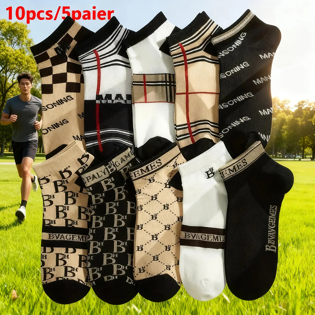 Men'S 10-Pair Breathable Lightweight Socks - Polyester Fiber, Light Thin Knitting, Simple Solid Color, Durable Elastic, Cold Wash Compatible, Daily Leisure Use, Versatile Shoe Match, Fashionable Comfortable Fit, Soft Fabric, Dynamic Life Essential