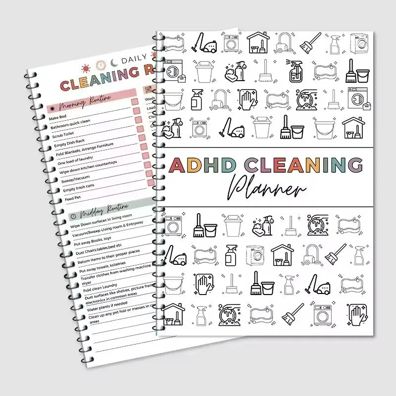 ADHD Cleaning Planner Bundle – Includes Home Cleaning Schedule, Weekly, Monthly, Year-Round Cleanliness Tips, Family Chore Chart