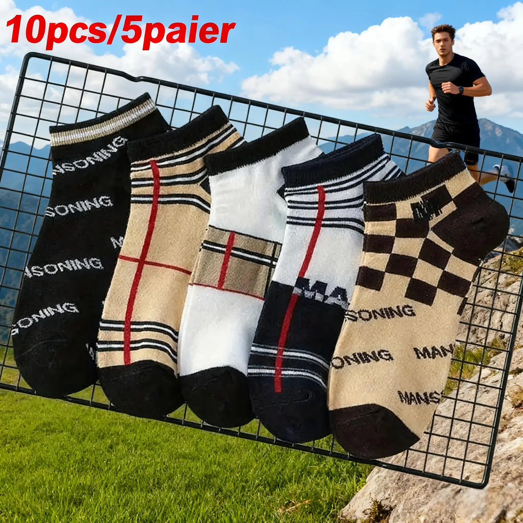 Men'S 10-Pair Breathable Lightweight Socks - Polyester Fiber, Light Thin Knitting, Simple Solid Color, Durable Elastic, Cold Wash Compatible, Daily Leisure Use, Versatile Shoe Match, Fashionable Comfortable Fit, Soft Fabric, Dynamic Life Essential