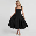 OQQ Women'S Sleeveless Elegant Square Neck Swing a Line Wedding Evening Party and Casual Midi Dress