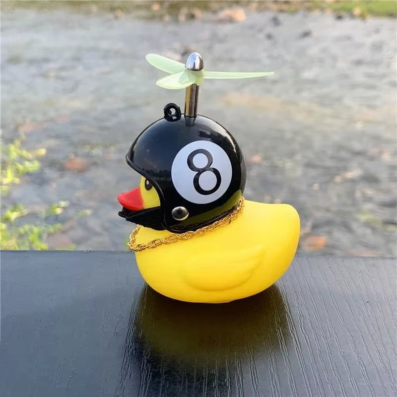 Car Bicycle Decoration Yellow Duckling with Propeller Helmet Rubber Duck Ducky Bicycle Wind Motor Riding Cycling Ornament