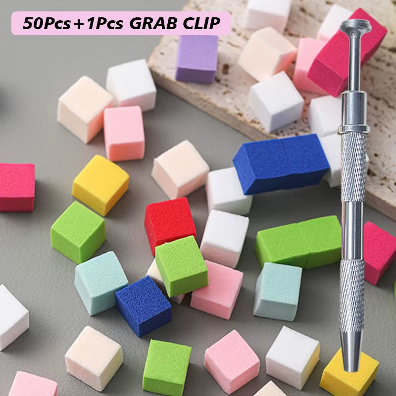 100/50Pcs Square Nail Art Sponge Set Gradient Nail Brushes Gel Polish DIY Design Nail Sponge Grab Pen Manicure Supplies Tools