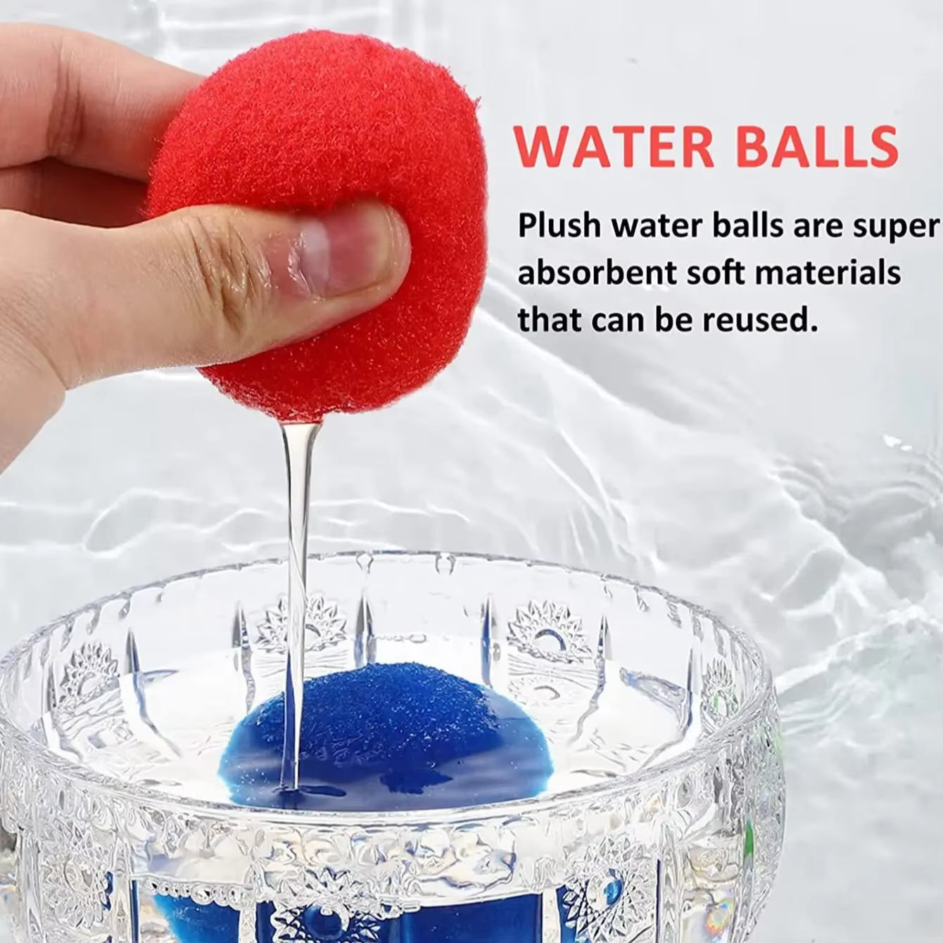 15PCS Reusable Sponge Water Balls Colorful Adult Kids Sponge Water Bomb Splash Balloons Swimming Pool Summer Water Toy Games