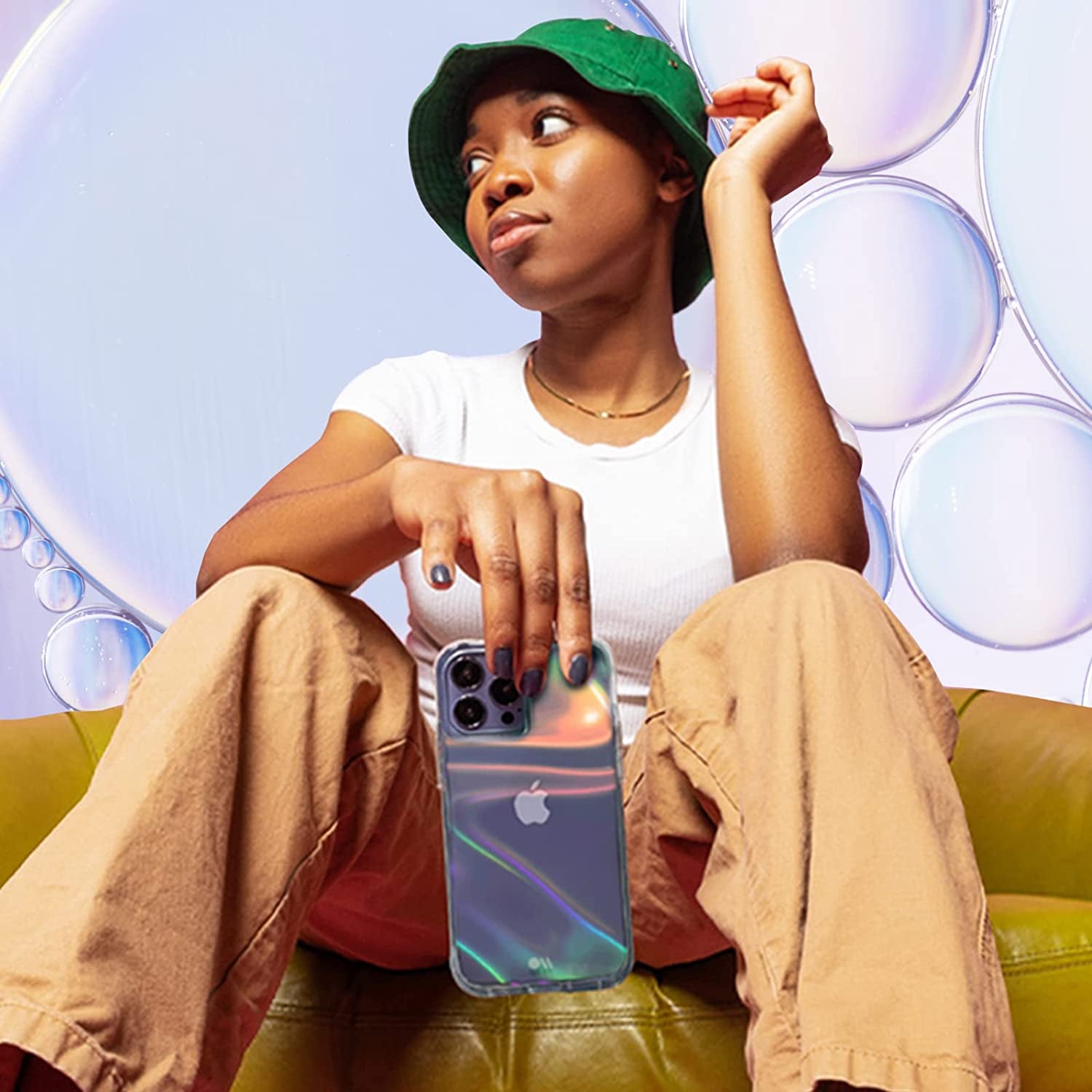 Case-Mate Soap Bubble Iphone 13 Pro Case [10Ft Drop Protection] [Wireless Charging Compatible] Luxury Cover for Iphone 13 Pro 6.1" - Iridescent Swirl Effect. Anti-Scratch, Shock Absorbing - Iridescent