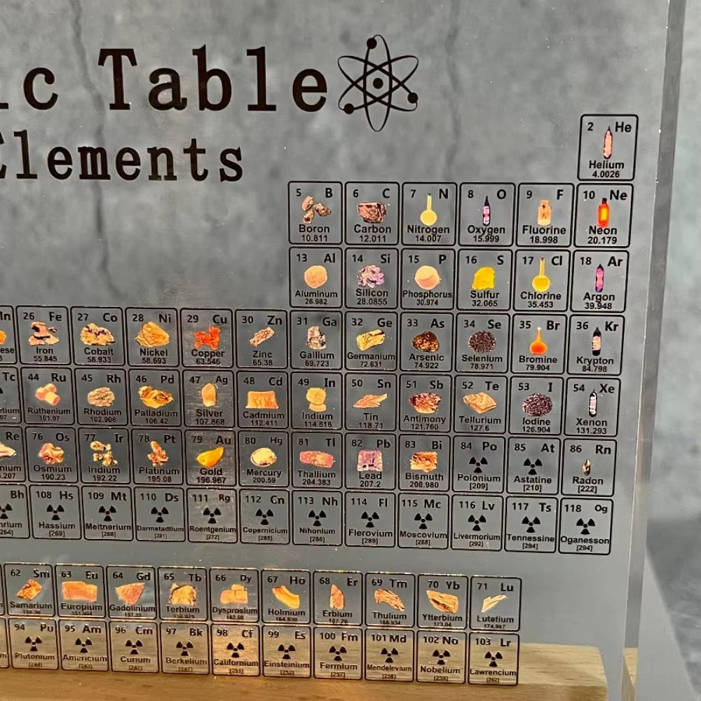 Acrylic Periodic Table Figurines Mendeleev Printing Element Periodic Table Desk Decor Chemistry Display House Accessories Gift