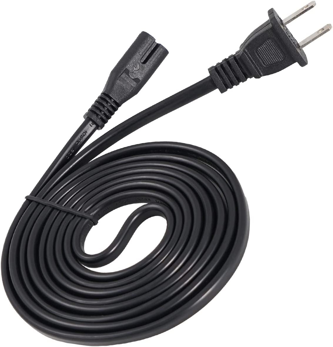 12FT Power Cord Compatible TCL Roku Samsung LG TV Non Polarized AC Power Cable Replacement [UL Listed]