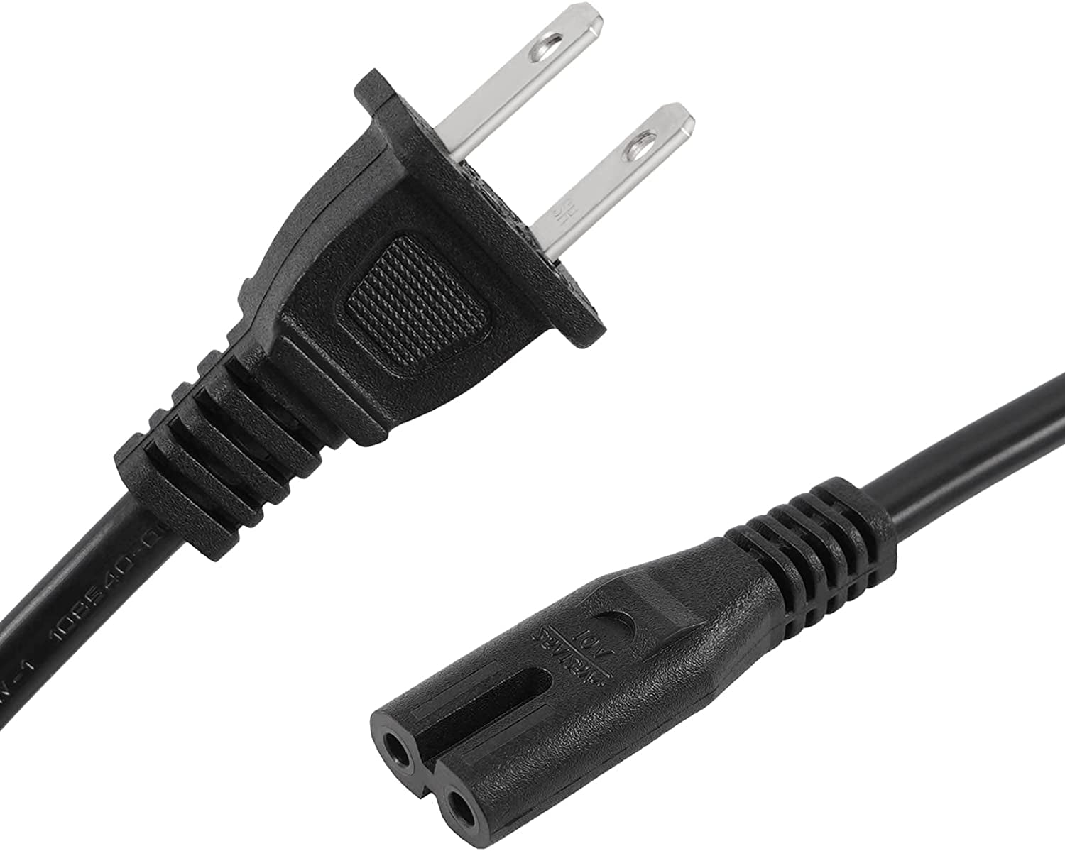 12FT Power Cord Compatible TCL Roku Samsung LG TV Non Polarized AC Power Cable Replacement [UL Listed]